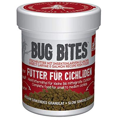 Fluval Bug Bites Fischfutter, mit Insektenlarven, für Cichliden, langsam sinkendes Granulat 1,4-2mm, 45g Fluval Bug Bites Fischfutter, mit Insektenlarven, für Cichliden, langsam sinkendes Granulat 1,4-2mm, 45g