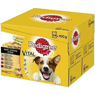 Pedigree Vital Protection Hundenassfutter im Beutel – Hundefutter in Sauce mit Huhn, Rind, Truthahn & Lamm –2 x 24 x 100g Großpackung Pedigree Vital Protection Hundenassfutter im Beutel – Hundefutter in Sauce mit Huhn, Rind, Truthahn & Lamm –2 x 24 x 100g Großpackung