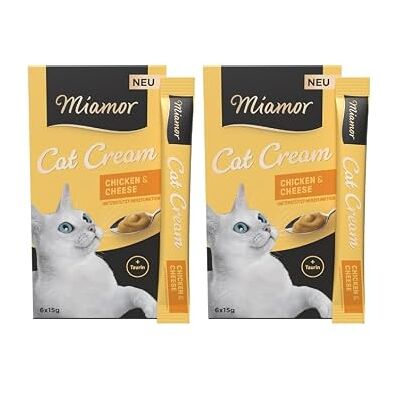 Miamor Cat Cream Chicken & Cheese leckerer Snack für Katzen mit Huhn & Käse mit Taurin Doppelpack (2 Tafeln zu je 6x15g) Miamor Cat Cream Chicken & Cheese leckerer Snack für Katzen mit Huhn & Käse mit Taurin Doppelpack (2 Tafeln zu je 6x15g)