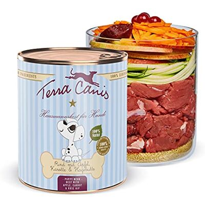 Terra Canis Rind mit Apfel & Hagebutte, Welpen Nassfutter für Hunde, 800g 100% Lebensmittelqualität aller Rohstoffe, mit frischem Fleisch, ideal für das Wachstum, getreide- und glutenfrei Terra Canis Rind mit Apfel & Hagebutte, Welpen Nassfutter für Hunde, 800g 100% Lebensmittelqualität aller Rohstoffe, mit frischem Fleisch, ideal für das Wachstum, getreide- und glutenfrei