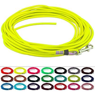 LENNIE Runde BioThane Schleppleine für Hunde von 15-25kg, Ø 6mm, 10m lang, ohne Handschlaufe, Neon-Gelb LENNIE Runde BioThane Schleppleine für Hunde von 15-25kg, Ø 6mm, 10m lang, ohne Handschlaufe, Neon-Gelb