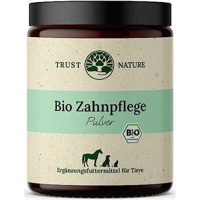 Trust Bio Zahnpflege Pulver für Hunde & Katzen gegen Plaquebildung fördert frischen Atem Bio Petersilie, Bio Minze, Bio Spirulina, Bio Chlorella, Bio Bambus, Bio VIT C Trust Bio Zahnpflege Pulver für Hunde & Katzen gegen Plaquebildung fördert frischen Atem Bio Petersilie, Bio Minze, Bio Spirulina, Bio Chlorella, Bio Bambus, Bio VIT C