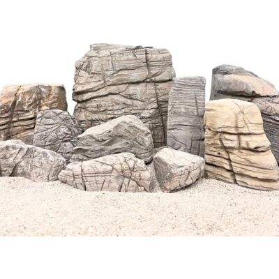 AquaOne Aquariumsteine Sandwüsten Gestein I Natursteine 10 kg Mix Größe M-L I Steine für Aquascaping I Authentische Dekoration für Sandwüsten-Aquarien AquaOne Aquariumsteine Sandwüsten Gestein I Natursteine 10 kg Mix Größe M-L I Steine für Aquascaping I Authentische Dekoration für Sandwüsten-Aquarien