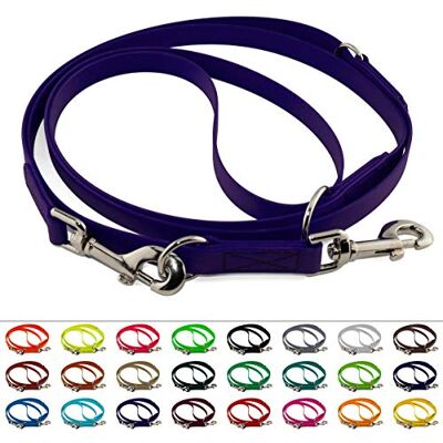 LENNIE Verstellbare BioThane Führleine, 16mm breit, 2m lang, Lila/Violett, genäht, Doppelleine LENNIE Verstellbare BioThane Führleine, 16mm breit, 2m lang, Lila/Violett, genäht, Doppelleine
