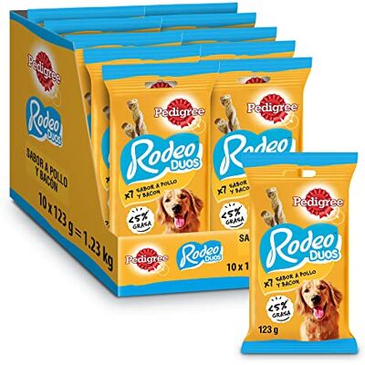 Pedigree Rodeo Ropper Hundesnack Huhn und Bacon, 10 Packungen à 123 g, insgesamt 70 Sticks Pedigree Rodeo Ropper Hundesnack Huhn und Bacon, 10 Packungen à 123 g, insgesamt 70 Sticks