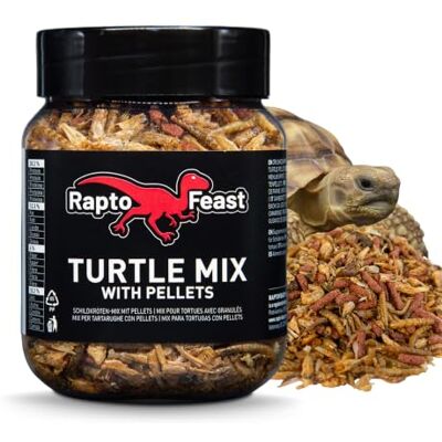Rapto Feast Schildkrötenfutter-Mix mit Pellets 70g – Ergänzungsfutter für Wasser- und Sumpfschildkröten mit Garnelen, Schildkrötensticks, Mehlwürmern und Seidenraupenpuppen Rapto Feast Schildkrötenfutter-Mix mit Pellets 70g – Ergänzungsfutter für Wasser- und Sumpfschildkröten mit Garnelen, Schildkrötensticks, Mehlwürmern und Seidenraupenpuppen