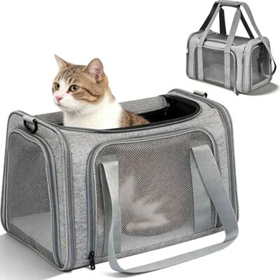 PORFOYO Haustiertasche, Transporttasche, Transporttasche Für Katze Hund, Tragbar Faltbare Mit Einstellbar Schultergurt, Transporttasche Für Katze Hund Bis Zu 8kg, 45x30x30cm, Grau PORFOYO Haustiertasche, Transporttasche, Transporttasche Für Katze Hund, Tragbar Faltbare Mit Einstellbar Schultergurt, Transporttasche Für Katze Hund Bis Zu 8kg, 45x30x30cm, Grau