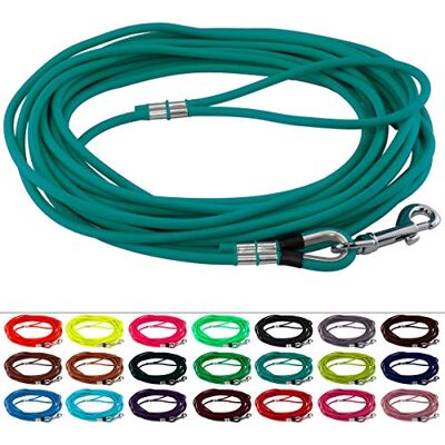 LENNIE Runde BioThane Schleppleine für Hunde von 15-25kg, Ø 6mm, 2m lang, mit Handschlaufe, Petrol/Teal LENNIE Runde BioThane Schleppleine für Hunde von 15-25kg, Ø 6mm, 2m lang, mit Handschlaufe, Petrol/Teal