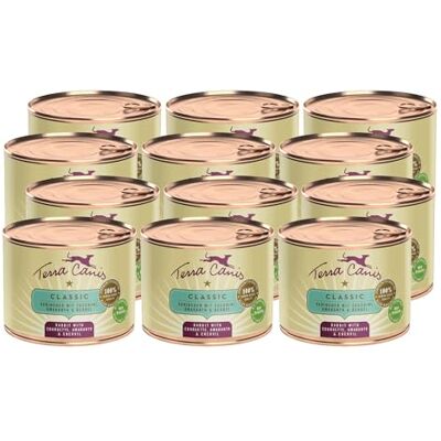 Terra Canis Kaninchen mit Zucchini, Classic Nassfutter für Hunde, 12x200g 100% Lebensmittelqualität aller Rohstoffe, mit frischem Fleisch und nahrhaften Innereien, glutenfrei und getreidearm Terra Canis Kaninchen mit Zucchini, Classic Nassfutter für Hunde, 12x200g 100% Lebensmittelqualität aller Rohstoffe, mit frischem Fleisch und nahrhaften Innereien, glutenfrei und getreidearm