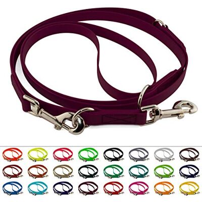 LENNIE Verstellbare BioThane Führleine, 16mm breit, 2m lang, Weinrot, genäht, Doppelleine LENNIE Verstellbare BioThane Führleine, 16mm breit, 2m lang, Weinrot, genäht, Doppelleine