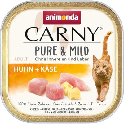 Animonda Katzen Nassfutter Pure & Mild Huhn + Käse (32 x 100 g), Leicht verdauliches Katzenfutter für sensible Katzen, Katzen Nassfutter für sensible Katzen, ohne Getreide ohne Zucker Animonda Katzen Nassfutter Pure & Mild Huhn + Käse (32 x 100 g), Leicht verdauliches Katzenfutter für sensible Katzen, Katzen Nassfutter für sensible Katzen, ohne Getreide ohne Zucker