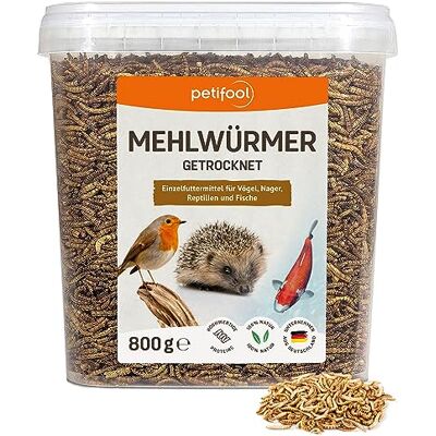 petifool Mehlwürmer 800g – getrocknete Mehlwürmer gesunder Insektensnack für Schildkröten, Fische, Vögel, Reptilien und Nager petifool Mehlwürmer 800g – getrocknete Mehlwürmer gesunder Insektensnack für Schildkröten, Fische, Vögel, Reptilien und Nager