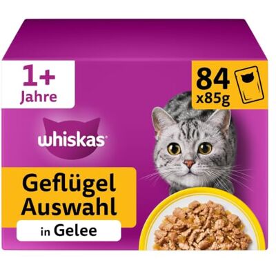 whiskas Nassfutter in Gelee für Katzen 84 x 85g Geflügel Auswahl whiskas Nassfutter in Gelee für Katzen 84 x 85g Geflügel Auswahl