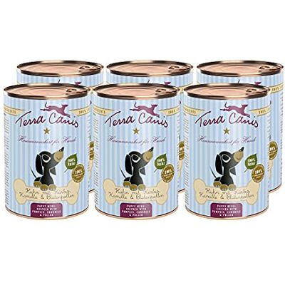 Terra Canis Huhn mit Kürbis, Welpen Nassfutter für Hunde, 6x400g 100% Lebensmittelqualität aller Rohstoffe, mit frischem Fleisch, ideal für das Wachstum, getreide- und glutenfrei Terra Canis Huhn mit Kürbis, Welpen Nassfutter für Hunde, 6x400g 100% Lebensmittelqualität aller Rohstoffe, mit frischem Fleisch, ideal für das Wachstum, getreide- und glutenfrei