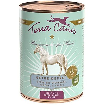 Terra Canis Pferd mit Steckrübe, Fenchel und Salbei getreidefrei Nassfutter 12x400g Terra Canis Pferd mit Steckrübe, Fenchel und Salbei getreidefrei Nassfutter 12x400g