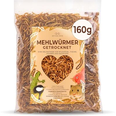 AVIDA ZEN Mehlwürmer getrocknet 1 ltr. = 160g, ideal als Wildvogelfutter Igelfutter, getrocknete Mehlwürmer, nährstoffreicher Snack für Nager, Reptilien, Vögel, Fische, Igel, Schildkröten AVIDA ZEN Mehlwürmer getrocknet 1 ltr. = 160g, ideal als Wildvogelfutter Igelfutter, getrocknete Mehlwürmer, nährstoffreicher Snack für Nager, Reptilien, Vögel, Fische, Igel, Schildkröten