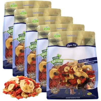 Lyra Pet ® 5 kg Obst-Gemüse-Mix getrocknet Bananen, Äpfel & Karotten Reich an Vitaminen & Ballaststoffen Einzelfutter für Vögel, Nager, Pferde & Reptilien Natürliches Futter als Ergänzung Lyra Pet ® 5 kg Obst-Gemüse-Mix getrocknet Bananen, Äpfel & Karotten Reich an Vitaminen & Ballaststoffen Einzelfutter für Vögel, Nager, Pferde & Reptilien Natürliches Futter als Ergänzung