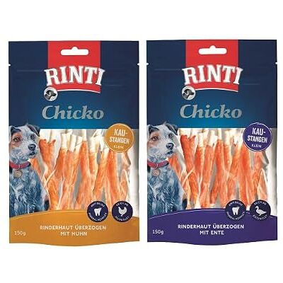 Rinti Snack Chicko Kaustangen aus Rinderhaut mit Huhn & Ente Doppelpack auch als Mix im Doppelpack 2X 150g Rinti Snack Chicko Kaustangen aus Rinderhaut mit Huhn & Ente Doppelpack auch als Mix im Doppelpack 2X 150g