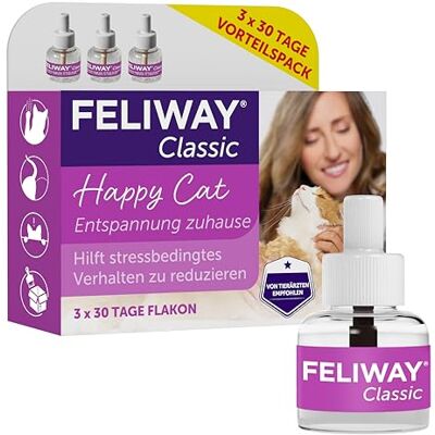 FELIWAY Classic Vorteilspack, 3 x 48 ml Nachfüll Flakons für 3X 30 Tage Nachfüller, Stecker mit Katzen Pheromonen, Hilft bei Stress, Pinkeln, Rolligkeit, Entspannung und Beruhigung Katze FELIWAY Classic Vorteilspack, 3 x 48 ml Nachfüll Flakons für 3X 30 Tage Nachfüller, Stecker mit Katzen Pheromonen, Hilft bei Stress, Pinkeln, Rolligkeit, Entspannung und Beruhigung Katze