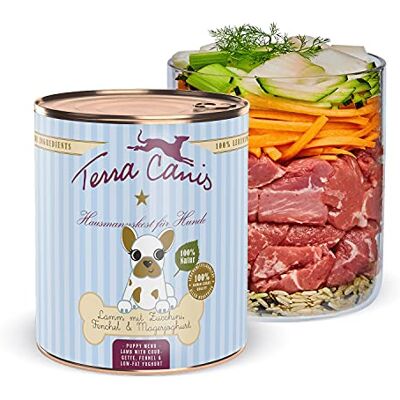 Terra Canis Lamm mit Zucchini, Welpen Nassfutter für Hunde, 800g 100% Lebensmittelqualität aller Rohstoffe, mit frischem Fleisch, ideal für das Wachstum, getreide- und glutenfrei Terra Canis Lamm mit Zucchini, Welpen Nassfutter für Hunde, 800g 100% Lebensmittelqualität aller Rohstoffe, mit frischem Fleisch, ideal für das Wachstum, getreide- und glutenfrei