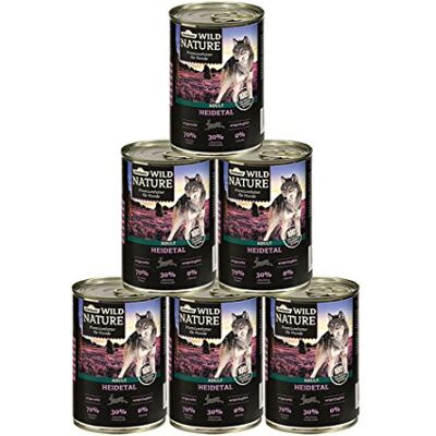 Dehner Wild Nature Hundefutter Heidetal, Nassfutter getreidefrei / zuckerfrei, für ausgewachsene Hunde, Lamm/Kaninchen, 6 x 400 g Dose (2.4 kg) Dehner Wild Nature Hundefutter Heidetal, Nassfutter getreidefrei / zuckerfrei, für ausgewachsene Hunde, Lamm/Kaninchen, 6 x 400 g Dose (2.4 kg)