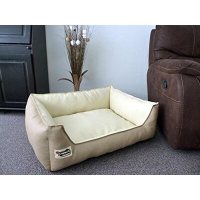 Hundebettenmanufaktur Hundebett Hundesofa Schlafplatz Kunstleder Similpelle 105 cm X 80 cm beige Champagner Hundebettenmanufaktur Hundebett Hundesofa Schlafplatz Kunstleder Similpelle 105 cm X 80 cm beige Champagner