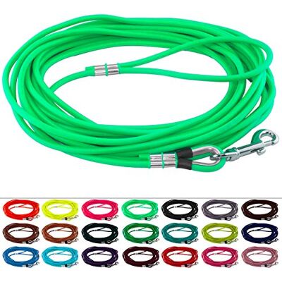 LENNIE Runde BioThane Schleppleine für Hunde von 15-25kg, Ø 6mm, 5m lang, mit Handschlaufe, Neon-Grün LENNIE Runde BioThane Schleppleine für Hunde von 15-25kg, Ø 6mm, 5m lang, mit Handschlaufe, Neon-Grün