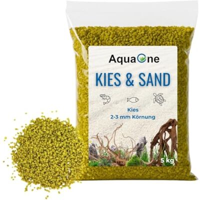 AquaOne Aquarium Kies Sand 5 kg I Bodengrund hell schwarz bunt fein mittel grob I Aquariumkies Premium Qualität I Quarzsand Aquariumkies Deko Aquascaping Körnung (gelb 2-3mm) AquaOne Aquarium Kies Sand 5 kg I Bodengrund hell schwarz bunt fein mittel grob I Aquariumkies Premium Qualität I Quarzsand Aquariumkies Deko Aquascaping Körnung (gelb 2-3mm)