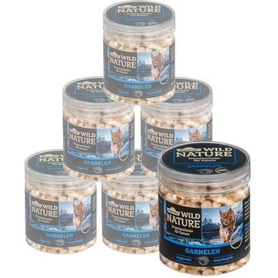 Dehner Wild Nature Katzensnack, Premium Leckerli glutenfrei / zuckerfrei, für ernährungssensible Katzen, gefriergetrocknet, Garnelen, 6 x 20 g (120 g) Dehner Wild Nature Katzensnack, Premium Leckerli glutenfrei / zuckerfrei, für ernährungssensible Katzen, gefriergetrocknet, Garnelen, 6 x 20 g (120 g)