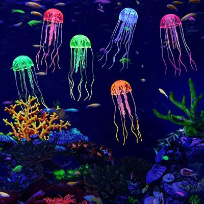 Lpraer Mangsen 6 Stück leuchtende Quallen schwimmende Aquarium-Dekorationen mit Leuchteffekt aus Silikon Simulation Quallen Ornament Aquarium Dekorationen (6 Farben) Lpraer Mangsen 6 Stück leuchtende Quallen schwimmende Aquarium-Dekorationen mit Leuchteffekt aus Silikon Simulation Quallen Ornament Aquarium Dekorationen (6 Farben)