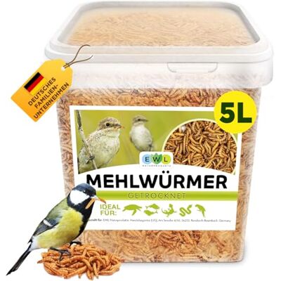 EWL Naturprodukte EWL Getrocknete Mehlwürmer 800g (5L) Vogelfutter & Wildvogelfutter Proteinreicher Insektensnack Ganzjahresfütterung Schonend getrocknet Ideal auch für Fische, Igel & Reptilien Eimer EWL Naturprodukte EWL Getrocknete Mehlwürmer 800g (5L) Vogelfutter & Wildvogelfutter Proteinreicher Insektensnack Ganzjahresfütterung Schonend getrocknet Ideal auch für Fische, Igel & Reptilien Eimer