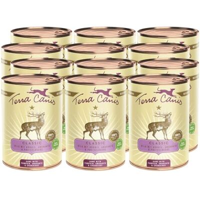Terra Canis Wild mit Kürbis, Classic Nassfutter für Hunde, 12x400g 100% Lebensmittelqualität aller Rohstoffe, mit frischem Fleisch und nahrhaften Innereien, glutenfrei und getreidearm Terra Canis Wild mit Kürbis, Classic Nassfutter für Hunde, 12x400g 100% Lebensmittelqualität aller Rohstoffe, mit frischem Fleisch und nahrhaften Innereien, glutenfrei und getreidearm