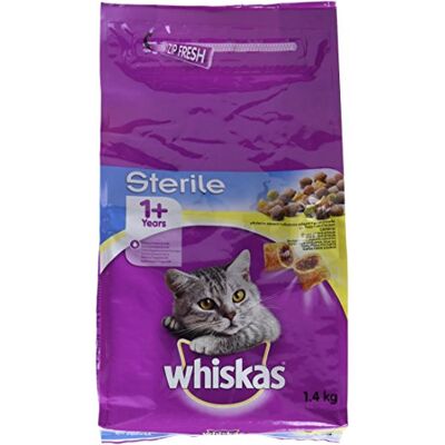 whiskas Sterilisiertes Katzenfutter für ausgewachsene Katzen mit Hühnchengeschmack, 1,4 kg whiskas Sterilisiertes Katzenfutter für ausgewachsene Katzen mit Hühnchengeschmack, 1,4 kg