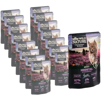 Dehner Wild Nature Katzenfutter Heidetal, Nassfutter getreidefrei / zuckerfrei, für ausgewachsene Katzen, Kaninchen / Huhn, 16 x 85 g Beutel (1.36 kg) Dehner Wild Nature Katzenfutter Heidetal, Nassfutter getreidefrei / zuckerfrei, für ausgewachsene Katzen, Kaninchen / Huhn, 16 x 85 g Beutel (1.36 kg)