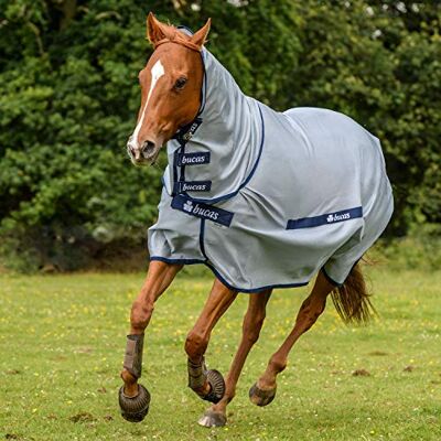 Bucas Buzz-off, Full Neck, Fliegendecke, Silber/Blau, Rückenlänge 125 cm Bucas Buzz-off, Full Neck, Fliegendecke, Silber/Blau, Rückenlänge 125 cm