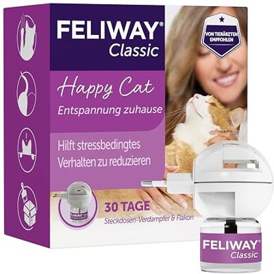 FELIWAY Classic Start-Set, 30 Tage Pheromon Verdampfer Stecker mit Katzen Pheromonen, Hilft bei Stress, Pinkeln, Rolligkeit, Entspannung und Beruhigung Katze, Pheromonstecker FELIWAY Classic Start-Set, 30 Tage Pheromon Verdampfer Stecker mit Katzen Pheromonen, Hilft bei Stress, Pinkeln, Rolligkeit, Entspannung und Beruhigung Katze, Pheromonstecker