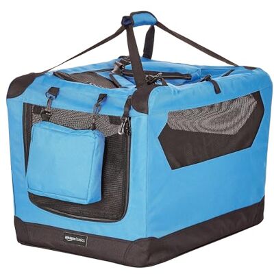 Amazon Hochwertige Haustier-Transportbox, faltbar, weich 66 cm, BLAU Amazon Hochwertige Haustier-Transportbox, faltbar, weich 66 cm, BLAU