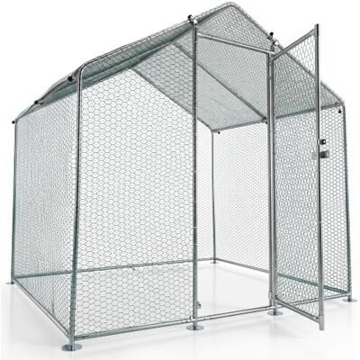 Juskys Freilaufgehege 2x2x2 m begehbar aus Metall, Hühnerstall 4 m² Lauffläche, Tür mit Riegel, aufrecht betreten, Freigehege für Hühner und Kleintiere, PE-Regenplane Juskys Freilaufgehege 2x2x2 m begehbar aus Metall, Hühnerstall 4 m² Lauffläche, Tür mit Riegel, aufrecht betreten, Freigehege für Hühner und Kleintiere, PE-Regenplane