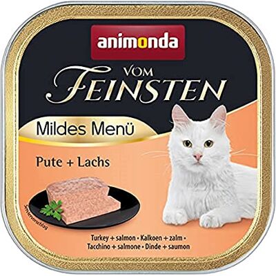 Animonda Mildes Menü Pute + Lachs (32 x 100g), getreidefreies Katzenfutter nass ohne Zucker, leicht verdauliches Katzenfutter mit Putenfleisch Animonda Mildes Menü Pute + Lachs (32 x 100g), getreidefreies Katzenfutter nass ohne Zucker, leicht verdauliches Katzenfutter mit Putenfleisch