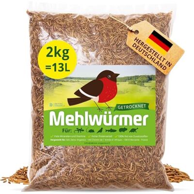 Detox Organica Mehlwürmer Getrocknet, 2Kg (13L) getrocknete Mehlwürmer Würmer für Reptilien, Vögel, Wildvögel, Igel, Fische, Schildkröten & Nager – Ganzjähriger Insektensnack Detox Organica Mehlwürmer Getrocknet, 2Kg (13L) getrocknete Mehlwürmer Würmer für Reptilien, Vögel, Wildvögel, Igel, Fische, Schildkröten & Nager – Ganzjähriger Insektensnack