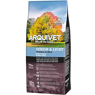 Arquivet Premium Senior Light Huhn und Reis 12 kg Natürliches Futter für ältere oder übergewichtige Hunde ab 7 Jahren Trockenfutter Arquivet Premium Senior Light Huhn und Reis 12 kg Natürliches Futter für ältere oder übergewichtige Hunde ab 7 Jahren Trockenfutter