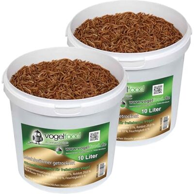 vogelfood wir sind gut zu Vögeln getrocknete Mehlwürmer in 2x10 Liter = 20 L im Eimer, Protein- und fettreich, verfeinert und gesiebt, für Fische, Nager, Vögel, Reptilien, auch Koifutter oder Igelfutter vogelfood wir sind gut zu Vögeln getrocknete Mehlwürmer in 2x10 Liter = 20 L im Eimer, Protein- und fettreich, verfeinert und gesiebt, für Fische, Nager, Vögel, Reptilien, auch Koifutter oder Igelfutter