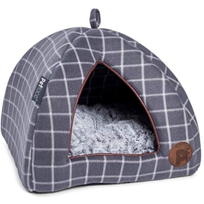 Petface Graues Fensterkaro Katzen Igloo Bett - Katzebett Petface Graues Fensterkaro Katzen Igloo Bett - Katzebett