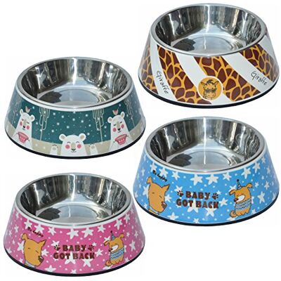 nanook Futternapf/Katzennapf/Hundenapf/Fressnapf aus Melamin mit Edelstahlnapf 350 ml 17,5 cm Ø Motiv: Sternchen Blau nanook Futternapf/Katzennapf/Hundenapf/Fressnapf aus Melamin mit Edelstahlnapf 350 ml 17,5 cm Ø Motiv: Sternchen Blau