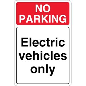 VSafety V Safety Warnschild "No Parking Electric Vehicles Only", 200 x 300 mm, 3 mm, reflektierendes Aluminiumverbund-Sicherheitsschild VSafety V Safety Warnschild "No Parking Electric Vehicles Only", 200 x 300 mm, 3 mm, reflektierendes Aluminiumverbund-Sicherheitsschild