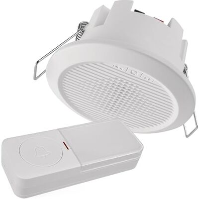Emos Kabelgebundene/kabellose Klingel für Deckeneinbau mit Batterietaster 10 Melodien, 4 Lautstärken, max. 90 dB dualer Tasteranschluss Empfänger für 230 V, Knopf batteriebetrieben weiß Emos Kabelgebundene/kabellose Klingel für Deckeneinbau mit Batterietaster 10 Melodien, 4 Lautstärken, max. 90 dB dualer Tasteranschluss Empfänger für 230 V, Knopf batteriebetrieben weiß