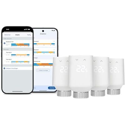 Eve Thermo (Matter, 5. Gen.) 4er Pack: Smartes Heizkörperthermostat, Heizkosten sparen, funktioniert mit Alexa, Apple Home, SmartThings, Google Home, benötigt Thread Border Router Eve Thermo (Matter, 5. Gen.) 4er Pack: Smartes Heizkörperthermostat, Heizkosten sparen, funktioniert mit Alexa, Apple Home, SmartThings, Google Home, benötigt Thread Border Router