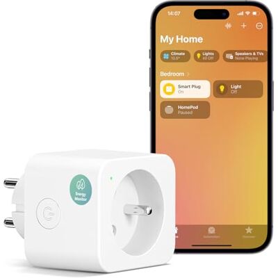 meross Smart Plug (Typ E), 16 A, kompatibel mit Apple HomeKit, Alexa und Google Home, intelligenter Stecker mit Stromverbrauchsmessung, Sprachsteuerung und Fernbedienung meross Smart Plug (Typ E), 16 A, kompatibel mit Apple HomeKit, Alexa und Google Home, intelligenter Stecker mit Stromverbrauchsmessung, Sprachsteuerung und Fernbedienung