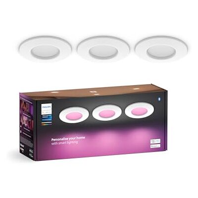 Philips Smart Slim Einbauleuchte 3er Pack, 90 mm, Weiß & Farbiges Licht, Bluetooth kompatibel, Sprachsteuerung mit Alexa, Apple Home & Google Assistant, weiß Philips Smart Slim Einbauleuchte 3er Pack, 90 mm, Weiß & Farbiges Licht, Bluetooth kompatibel, Sprachsteuerung mit Alexa, Apple Home & Google Assistant, weiß