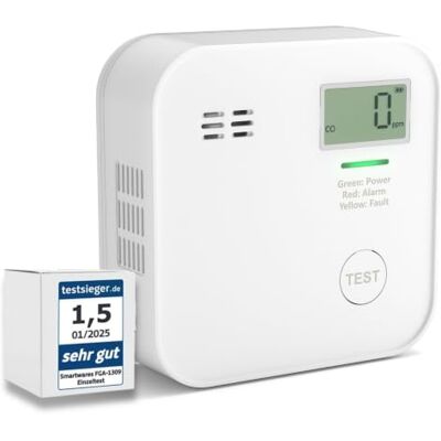 Smartwares CO-Melder, 10-Jahre-Sensor, 10-Jahre-Batterie, Display 85 dB Alarmton, Testtaste, LED-Statusanzeige, Inklusive Montagematerial, FGA-13091 Smartwares CO-Melder, 10-Jahre-Sensor, 10-Jahre-Batterie, Display 85 dB Alarmton, Testtaste, LED-Statusanzeige, Inklusive Montagematerial, FGA-13091